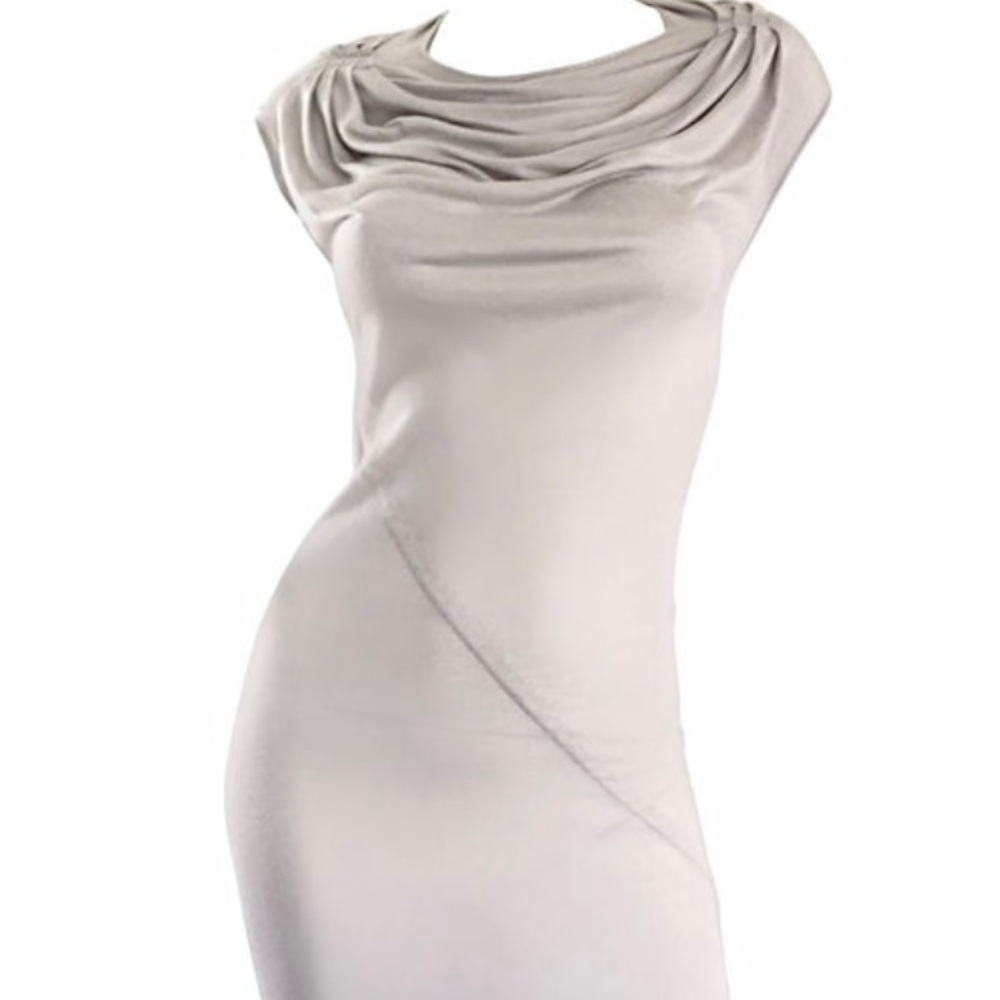 Rick Owens " Vicious " Pearl SS 2014 Ivory Draped Body Con T Shirt Dress